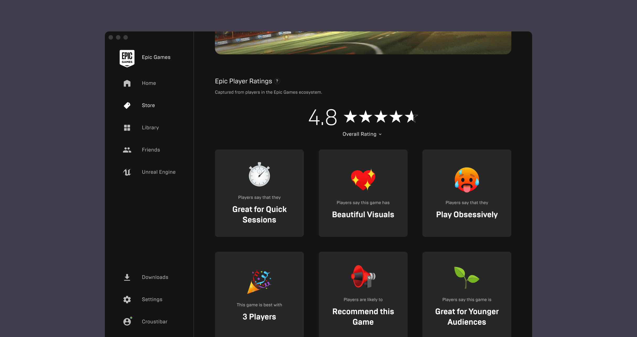 A screenshot showing the Ratings & Reviews section of a product detail page, where the user sees the output of the polls for a particular game.